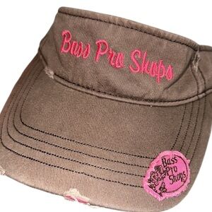Bass Pro Shops visor brown with pink distressed accents pink bass pro shop logo